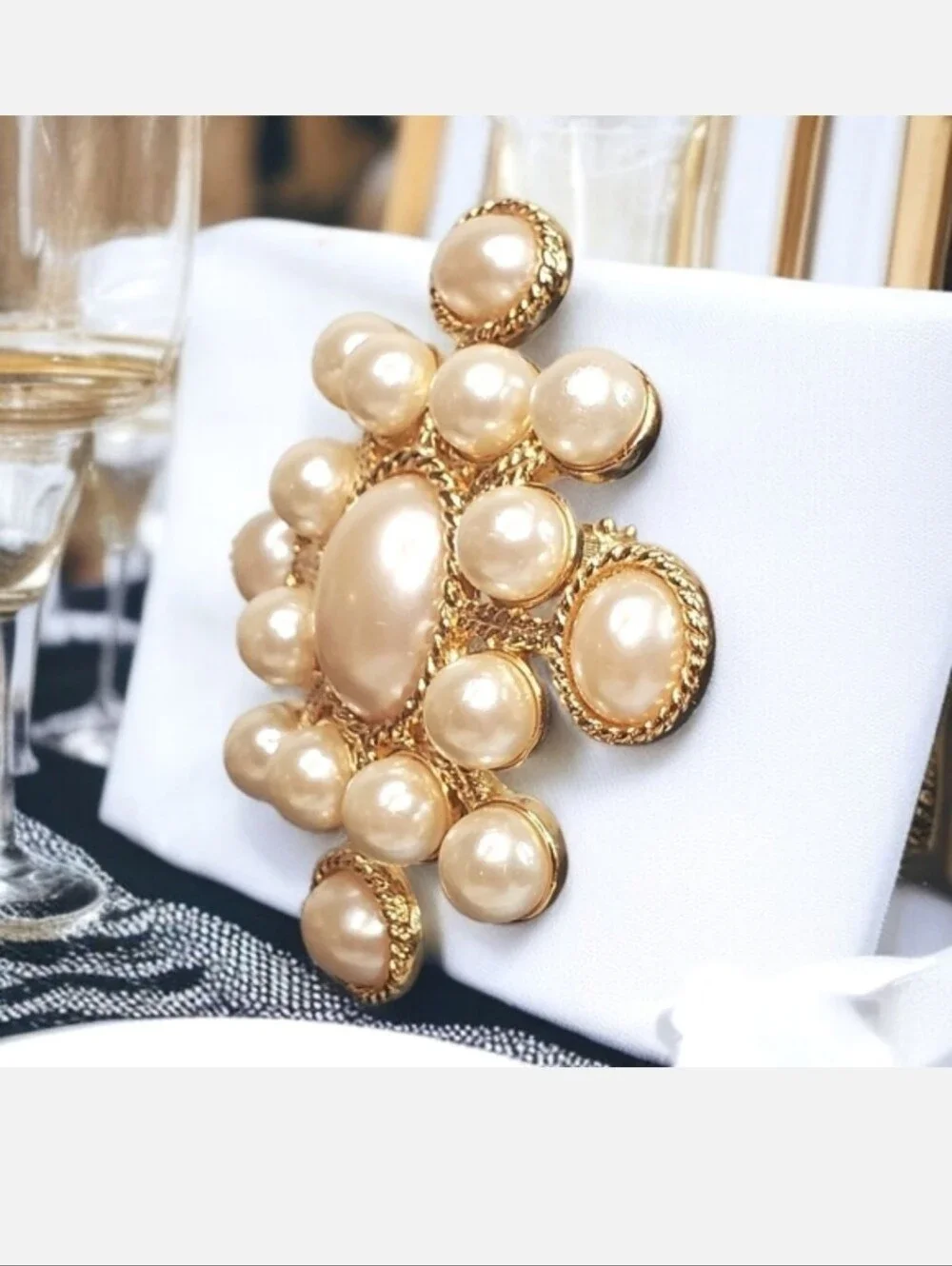 Joan Rivers Vintage Imperial Pearl Maltese Cross Brooch